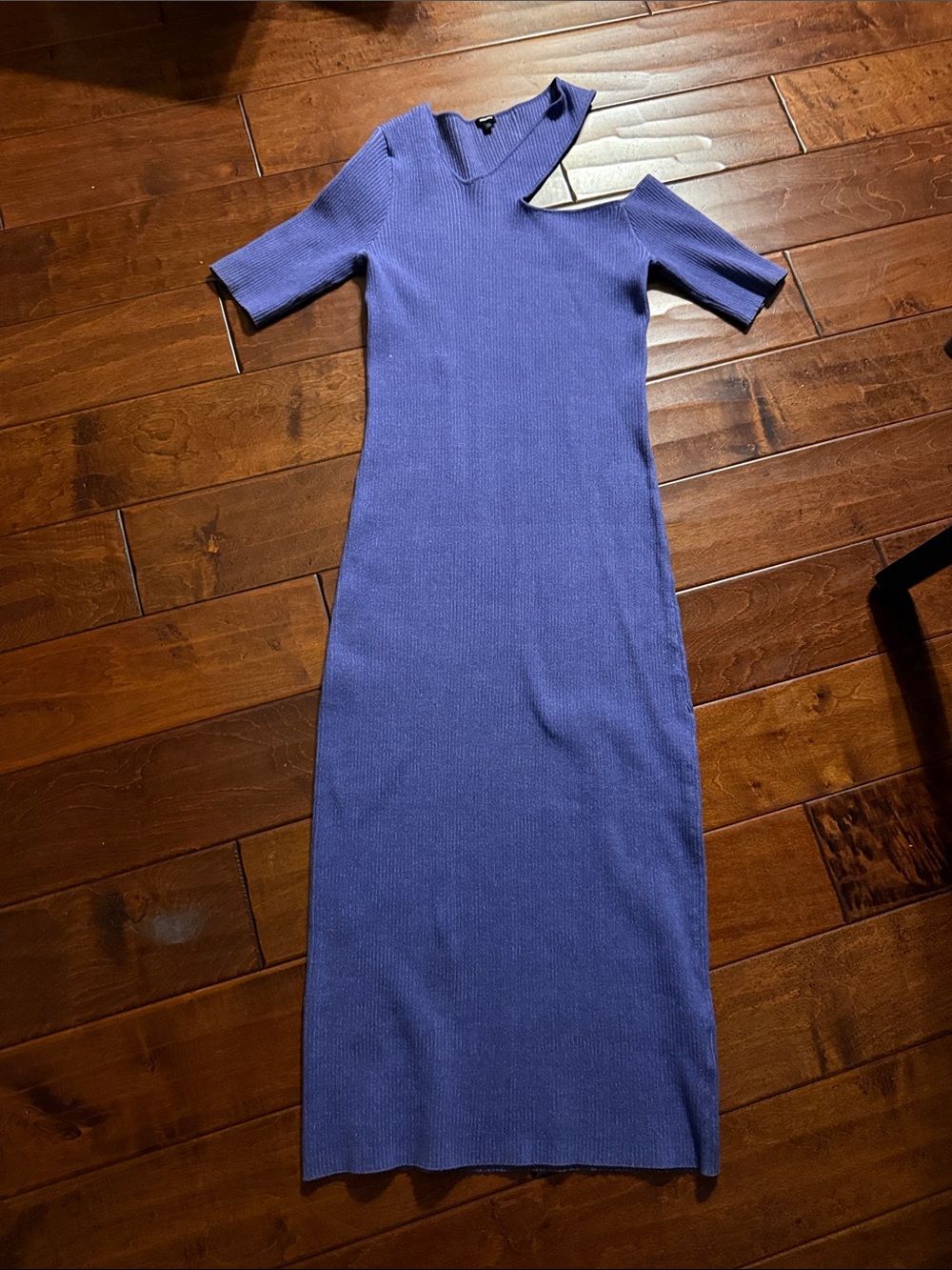 Monrow One-Shoulder Ribbed Midi Dress - Periwinkle